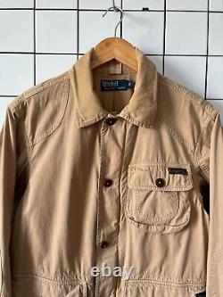 Vintage Mens POLO RALPH LAUREN Jacket Work Utility Cargo Chore Coat Beige Size S