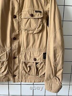 Vintage Mens POLO RALPH LAUREN Jacket Work Utility Cargo Chore Coat Beige Size S