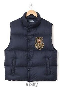 Vintage Mens POLO RALPH LAUREN Puffer Vest Gilet Navy Blue Size L