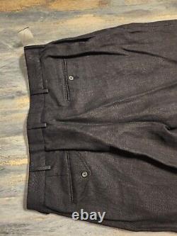 Vintage NEW Polo Ralph Lauren Mens Pants Black 38X30 Pleated Cuffed 100% Linen