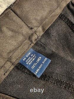 Vintage NEW Polo Ralph Lauren Mens Pants Black 38X30 Pleated Cuffed 100% Linen