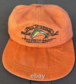 Vintage Orange Ralph Lauren Polo Country Sportsman Hat Cap Long Bill Fishing XL
