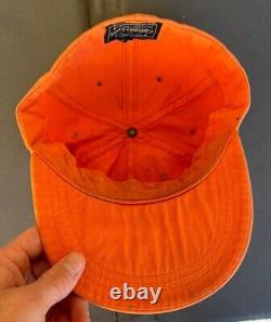 Vintage Orange Ralph Lauren Polo Country Sportsman Hat Cap Long Bill Fishing XL
