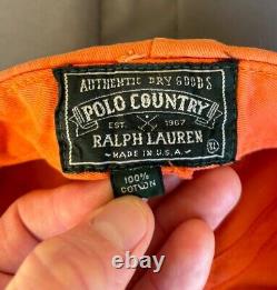 Vintage Orange Ralph Lauren Polo Country Sportsman Hat Cap Long Bill Fishing XL