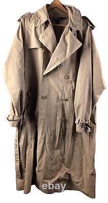 Vintage POLO RALPH LAUREN MEN'S LIGHWEIGHT KHAKI COTTON TRENCH COAT, SZ XL