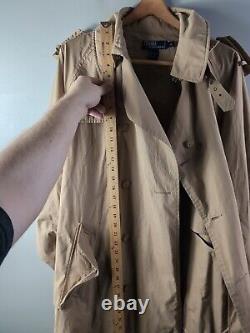 Vintage POLO RALPH LAUREN MEN'S LIGHWEIGHT KHAKI COTTON TRENCH COAT, SZ XL