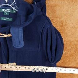 Vintage POLO RALPH LAUREN Mens Coat Medium Navy Duffle Trench Toggle Hooded Wool
