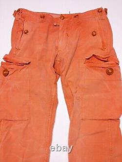 Vintage POLO RALPH LAUREN Paratrooper Cargo Utility Pants Red Orange Dye 32 x 30