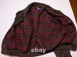 Vintage POLO RALPH LAUREN Suede Leather Jacket Brown with Plaid Lining Large L