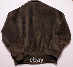 Vintage POLO RALPH LAUREN Suede Leather Jacket Brown with Plaid Lining Large L