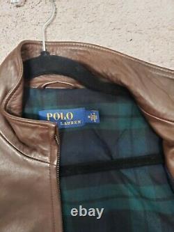 Vintage POLO Ralph Lauren Brown Leather Jacket Size medium Mint