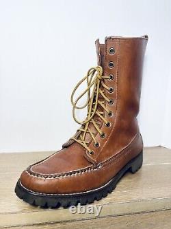 Vintage POLO Ralph Lauren Leather Bench Made Tall Boots Mens 9D Vibram