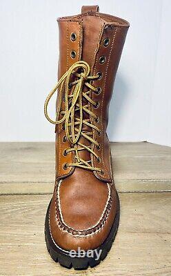 Vintage POLO Ralph Lauren Leather Bench Made Tall Boots Mens 9D Vibram