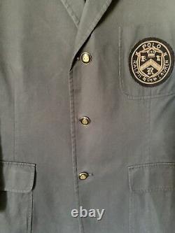 Vintage POLO Ralph Lauren Mens Blazer XL Black Emblem Patch Cotton Sports Coat