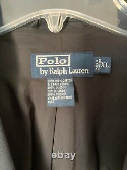 Vintage POLO Ralph Lauren Mens Blazer XL Black Emblem Patch Cotton Sports Coat