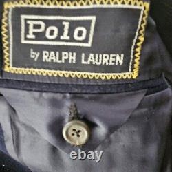 Vintage POLO Ralph Lauren Mens Wool Blazer Fits S Navy Blue Gold Metal Buttons