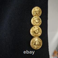 Vintage POLO Ralph Lauren Mens Wool Blazer Fits S Navy Blue Gold Metal Buttons