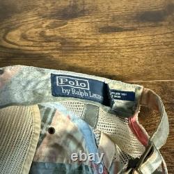 Vintage POLO Ralph Lauren Mesh Snapback Hat Aztec Pattern One Size