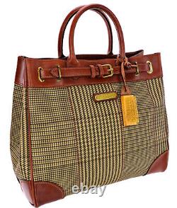 Vintage POLO Ralph Lauren Rugby Houndstooth Top Handle Doctor Tote Bag Unisex