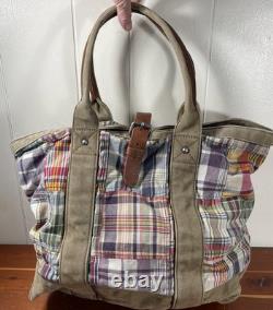Vintage POLO Ralph Lauren Rugby Tartan Top Handle Shoulder Tote Bag Unisex