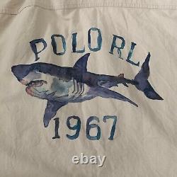 Vintage POLO Ralph Lauren Shirt Mens Large Sleveless Cut-Off Khaki Shark RARE