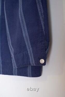 Vintage POLO Ralph Lauren Striped Denim Jean Chore Barn Coat Jacket Made In USA