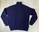 Vintage Polo Ralph Lauren Sweater Hand-knit Chunky Lambs Wool Cable Mock Neck L