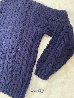 Vintage POLO Ralph Lauren Sweater Hand-knit Chunky Lambs Wool Cable Mock Neck L
