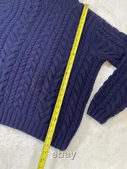 Vintage POLO Ralph Lauren Sweater Hand-knit Chunky Lambs Wool Cable Mock Neck L