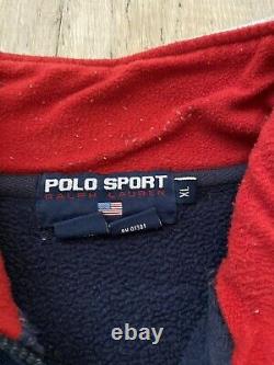 Vintage POLO SPORT Ralph Lauren USA Fleece Flag Patch Red Size 2XL 90s Rare Vtg