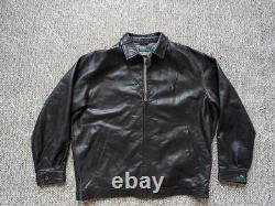 Vintage POLO ralph lauren LAMBSKIN leather jacket XL black SOFT bomber ZIP-UP