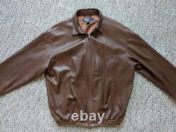 Vintage POLO ralph lauren LAMBSKIN leather jacket XL brown SOFT bomber