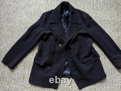 Vintage POLO ralph lauren PEACOAT wool overcoat L navy blue NAVAL jacket