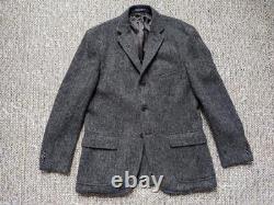 Vintage POLO ralph lauren TWEED herringbone 42R blazer DONEGAL wool SLIM gray