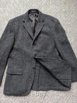 Vintage POLO ralph lauren TWEED herringbone 42R blazer DONEGAL wool SLIM gray