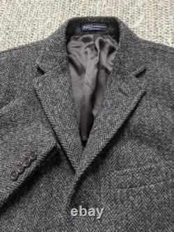 Vintage POLO ralph lauren TWEED herringbone 42R blazer DONEGAL wool SLIM gray