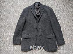 Vintage POLO ralph lauren TWEED herringbone 42R blazer DONEGAL wool SLIM gray