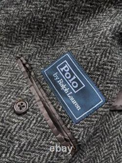 Vintage POLO ralph lauren TWEED herringbone 42R blazer DONEGAL wool SLIM gray