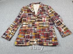 Vintage Polo By Ralph Lauren Blazer Jacket Mens 46R Multicolor Madras Patchwork