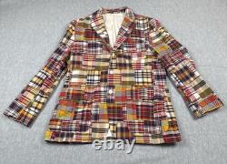 Vintage Polo By Ralph Lauren Blazer Jacket Mens 46R Multicolor Madras Patchwork