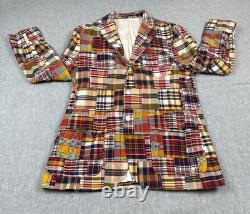 Vintage Polo By Ralph Lauren Blazer Jacket Mens 46R Multicolor Madras Patchwork