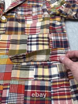 Vintage Polo By Ralph Lauren Blazer Jacket Mens 46R Multicolor Madras Patchwork