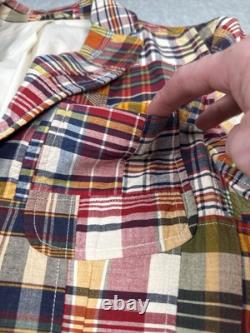 Vintage Polo By Ralph Lauren Blazer Jacket Mens 46R Multicolor Madras Patchwork