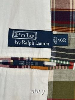 Vintage Polo By Ralph Lauren Blazer Jacket Mens 46R Multicolor Madras Patchwork