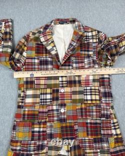 Vintage Polo By Ralph Lauren Blazer Jacket Mens 46R Multicolor Madras Patchwork