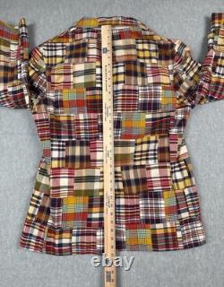 Vintage Polo By Ralph Lauren Blazer Jacket Mens 46R Multicolor Madras Patchwork
