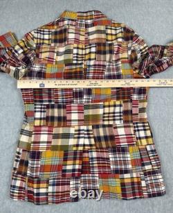 Vintage Polo By Ralph Lauren Blazer Jacket Mens 46R Multicolor Madras Patchwork