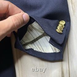 Vintage Polo By Ralph Lauren Gold Buttons Wool Sportscoat Navy Mens Size 42R
