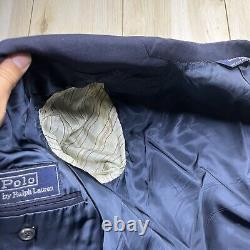 Vintage Polo By Ralph Lauren Gold Buttons Wool Sportscoat Navy Mens Size 42R