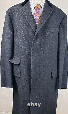 Vintage Polo By Ralph Lauren Paddock Overcoat Men 46 Herringbone Wool Italy